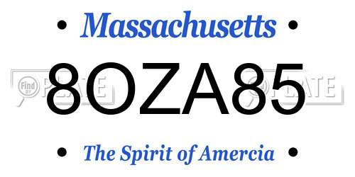 8OZA85 Massachusetts License Plate
