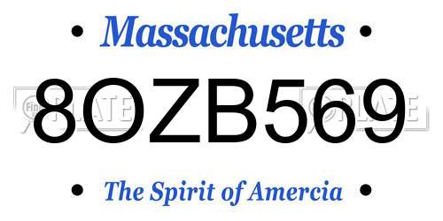 8OZB569 Massachusetts License Plate