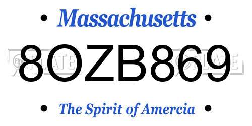 8OZB869 Massachusetts License Plate