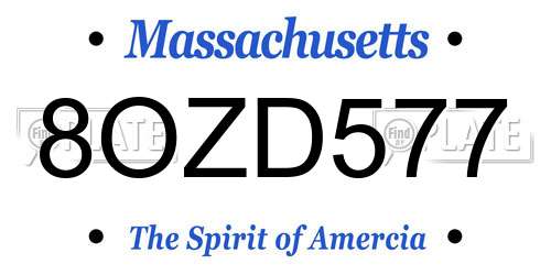 8OZD577 Massachusetts License Plate