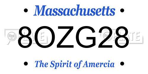 8OZG28 Massachusetts License Plate