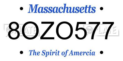 8OZO577 Massachusetts License Plate