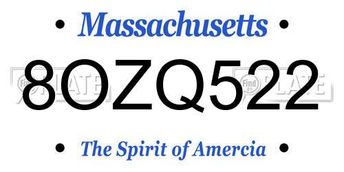 8OZQ522 Massachusetts License Plate