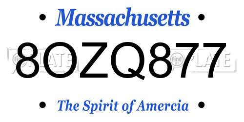 8OZQ877 Massachusetts License Plate