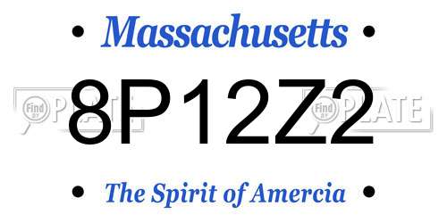 8P12Z2 Massachusetts License Plate