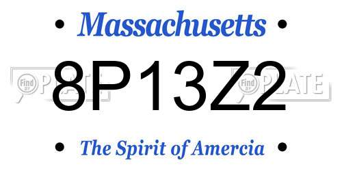 8P13Z2 Massachusetts License Plate