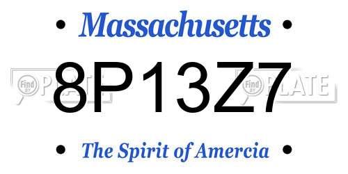 8P13Z7 Massachusetts License Plate