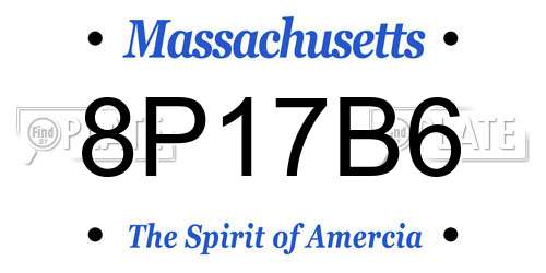8P17B6 Massachusetts License Plate