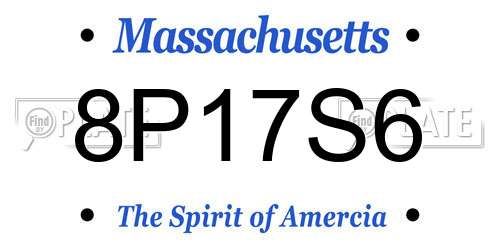 8P17S6 Massachusetts License Plate