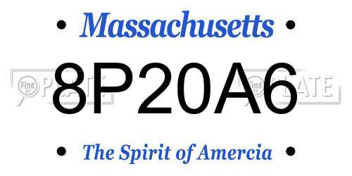 8P20A6 Massachusetts License Plate