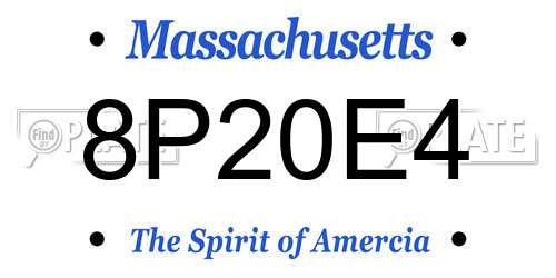 8P20E4 Massachusetts License Plate