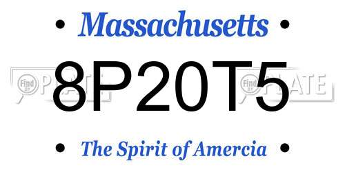 8P20T5 Massachusetts License Plate