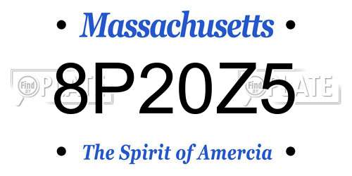 8P20Z5 Massachusetts License Plate
