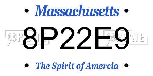 8P22E9 Massachusetts License Plate