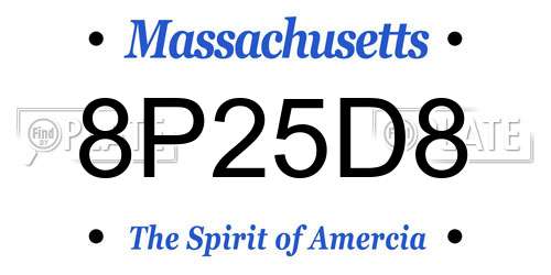 8P25D8 Massachusetts License Plate