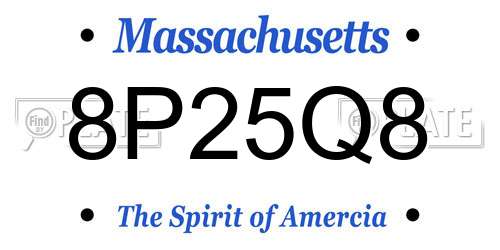 8P25Q8 Massachusetts License Plate