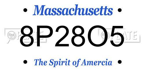 8P28O5 Massachusetts License Plate