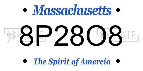 8P28O8 Massachusetts License Plate