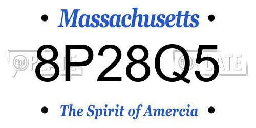 8P28Q5 Massachusetts License Plate