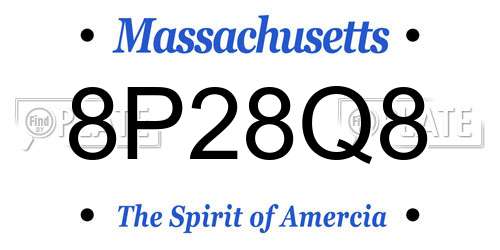 8P28Q8 Massachusetts License Plate