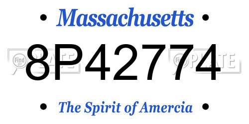 8P42774 Massachusetts License Plate