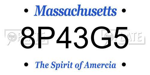 8P43G5 Massachusetts License Plate