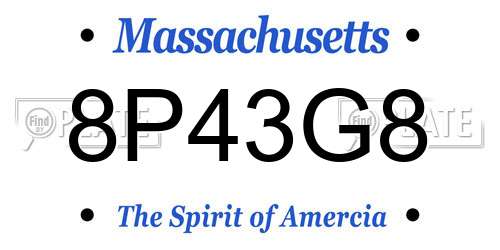 8P43G8 Massachusetts License Plate