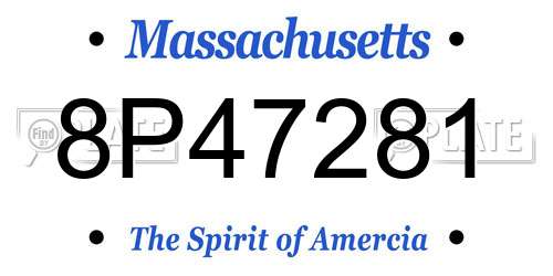 8P47281 Massachusetts License Plate