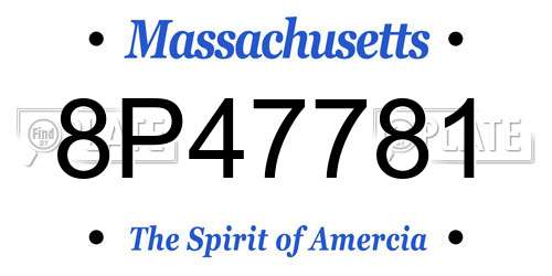 8P47781 Massachusetts License Plate