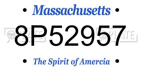 8P52957 Massachusetts License Plate