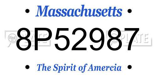 8P52987 Massachusetts License Plate