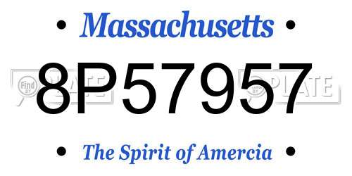 8P57957 Massachusetts License Plate