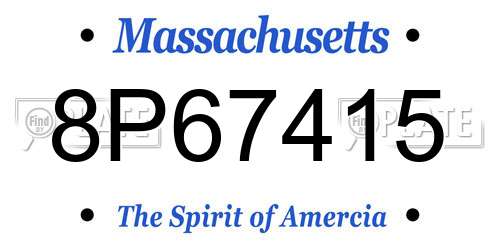 8P67415 Massachusetts License Plate