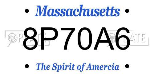 8P70A6 Massachusetts License Plate