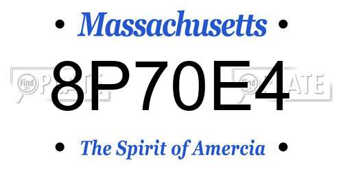 8P70E4 Massachusetts License Plate