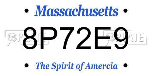 8P72E9 Massachusetts License Plate