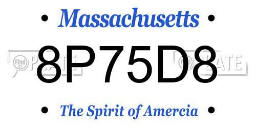 8P75D8 Massachusetts License Plate