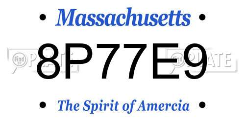 8P77E9 Massachusetts License Plate