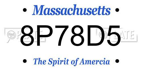 8P78D5 Massachusetts License Plate