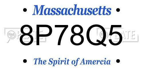8P78Q5 Massachusetts License Plate