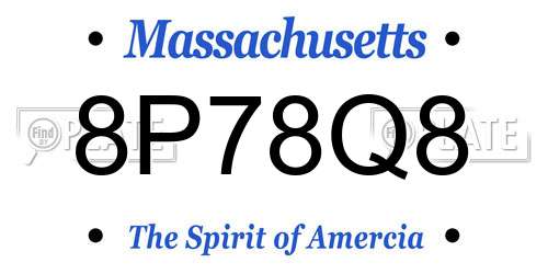 8P78Q8 Massachusetts License Plate