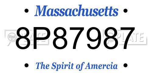 8P87987 Massachusetts License Plate