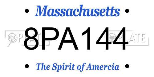 8PA144 Massachusetts License Plate