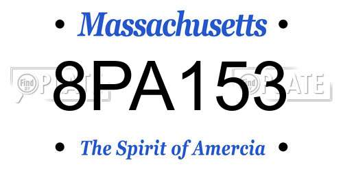8PA153 Massachusetts License Plate