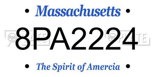 8PA2224 Massachusetts License Plate