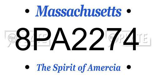 8PA2274 Massachusetts License Plate