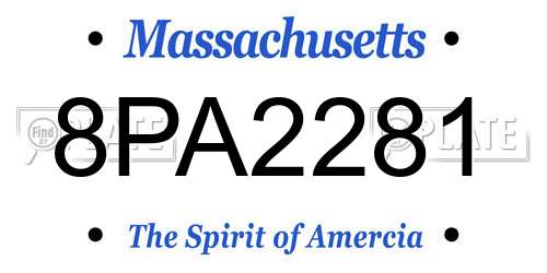8PA2281 Massachusetts License Plate