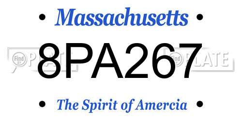 8PA267 Massachusetts License Plate
