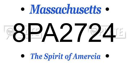 8PA2724 Massachusetts License Plate