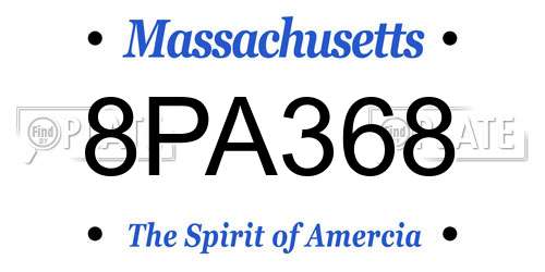 8PA368 Massachusetts License Plate